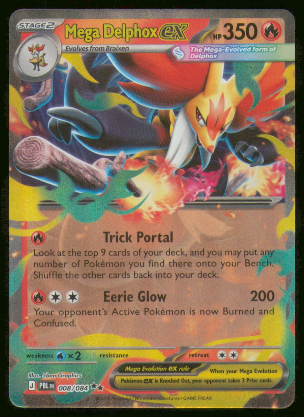 Mega Delphox ex Holofoil [Pitch Black - 008/084] Lightly Played