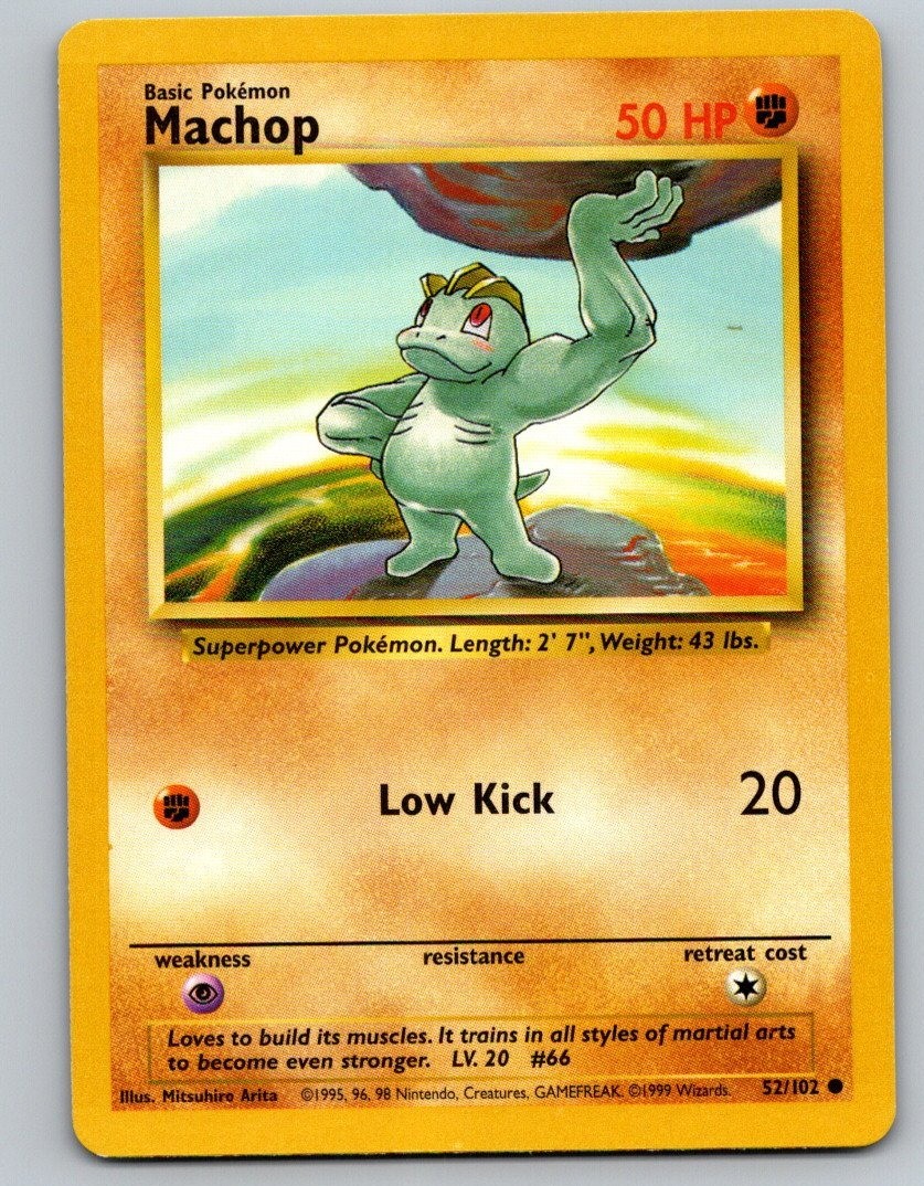 Pokemon TCG Base Set Unlimited - Machop 52/102 Common LP