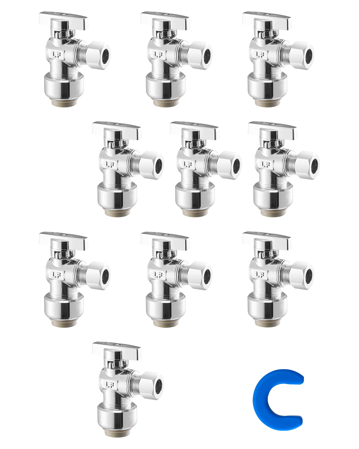 10 Pack Angle Stop Valve Push-to-Connect 1/2