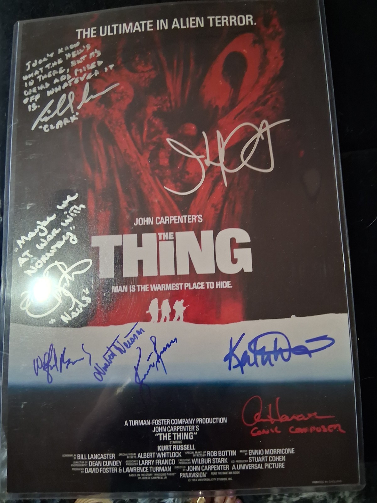 The Thing Cast Signed 12X18 Poster Kurt Russell John Carpenter +6
