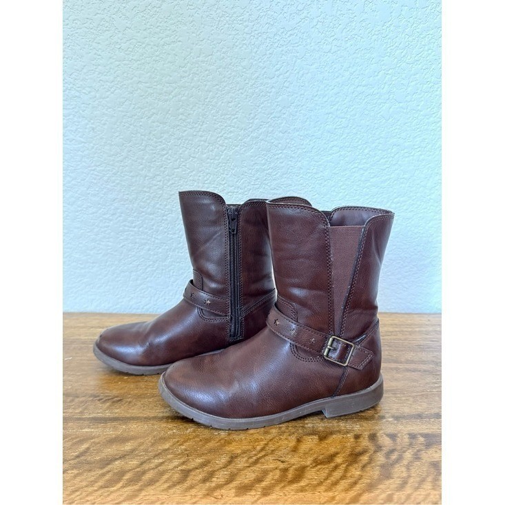 Stride Rite Lizz Girls Brown Leather Mid-Calf Buckle Boots size 13M