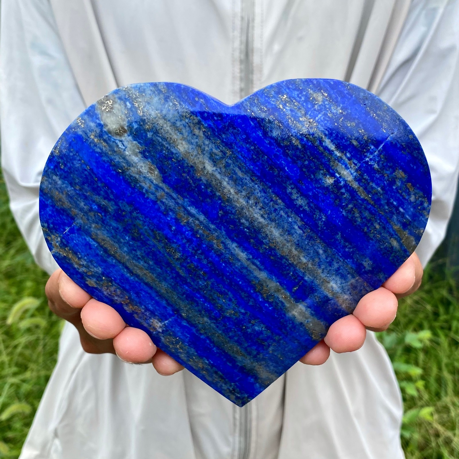 1.64LB Natural Lapis Lazuli Heart Crystal Energy Healing Wealth Attraction Medit