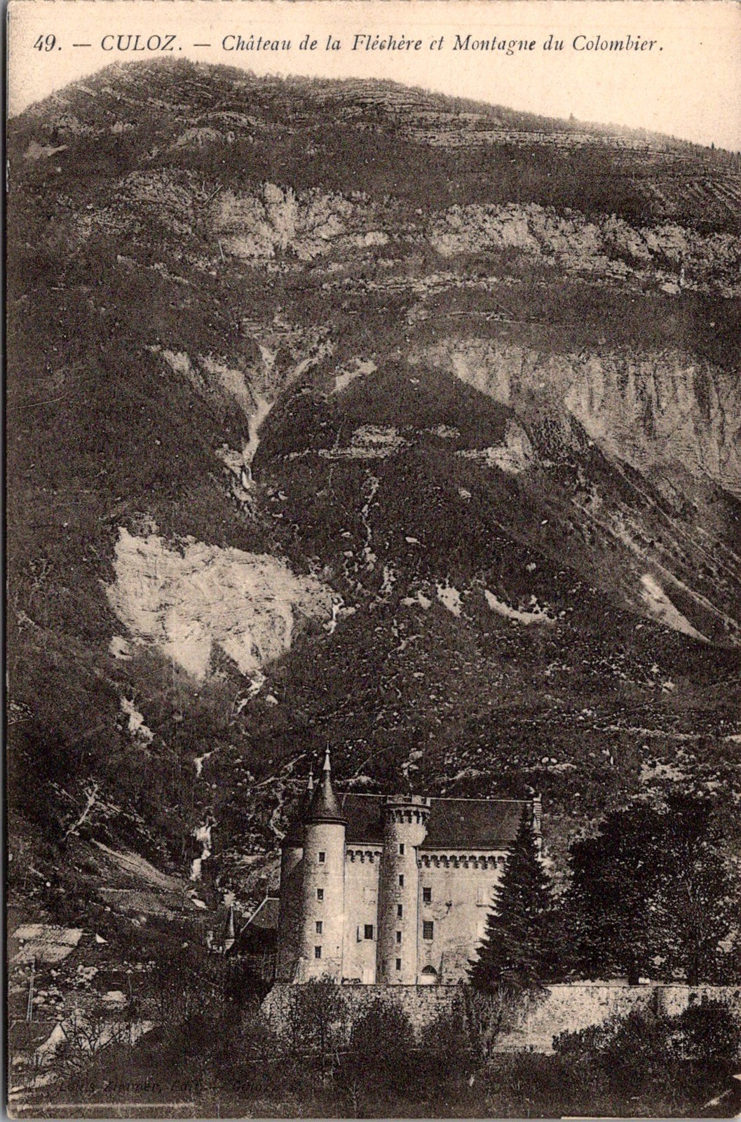 Chateau de La Flechetiere Montagne Du Colombier Culoz France Vintage Postcard