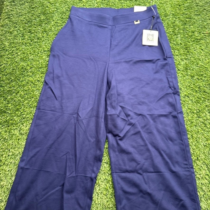 NWT Anne Klein  Wide Crop Pants Women\'s S Blue Elastic Waist