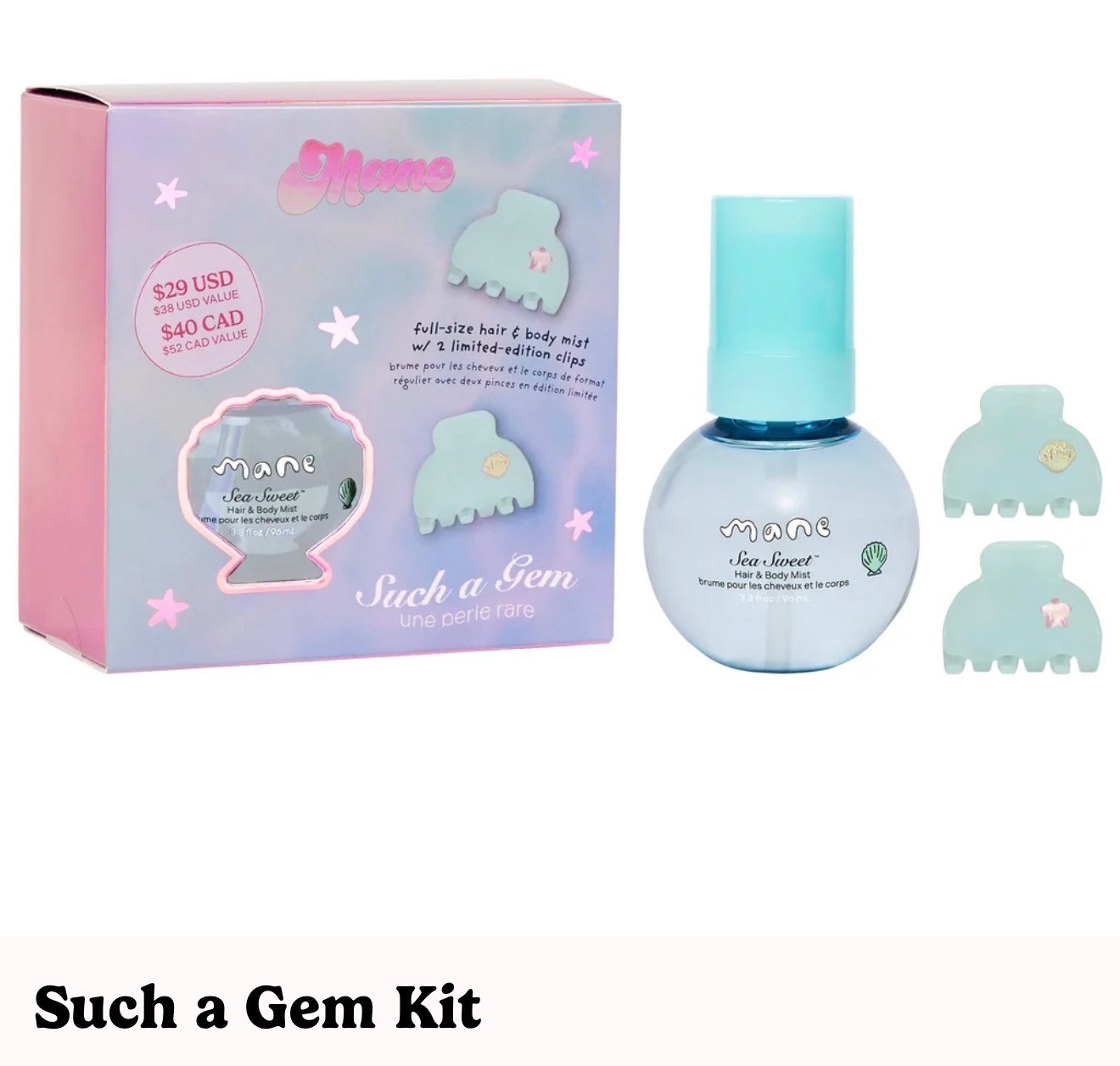 Mane Sea Sweet Such a Gem Hair & Body Mist Kit with Limited Edition Clips