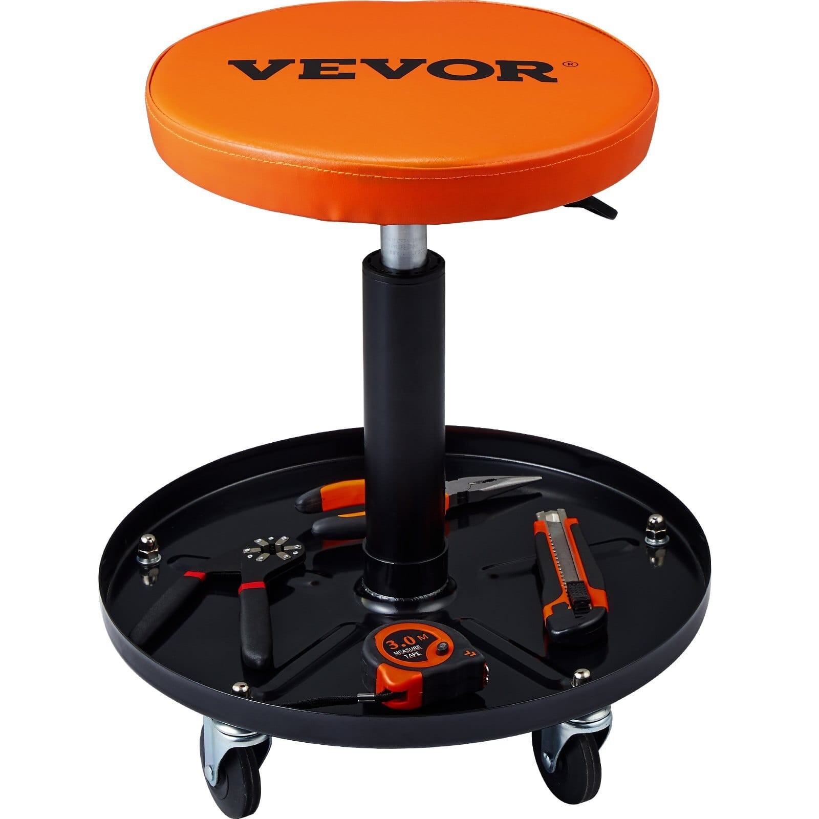  Mechanic Stool, 250 LBS Rolling Pneumatic Creeper Garage/Shop Seat, Adjustable 