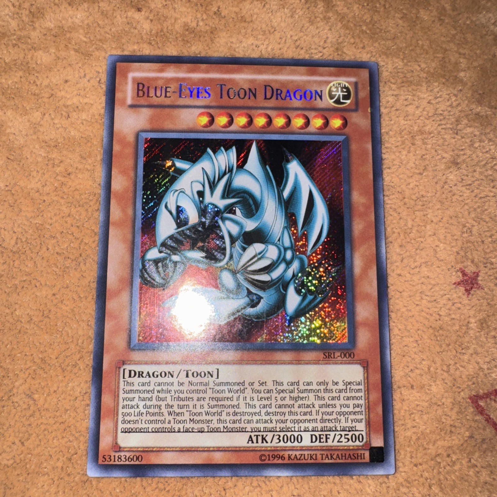 🔥ENGLISH • YUGIOH • BLUE EYES TOON DRAGON • SECRET RARE SRL-000 VLP/NM ORIGINAL
