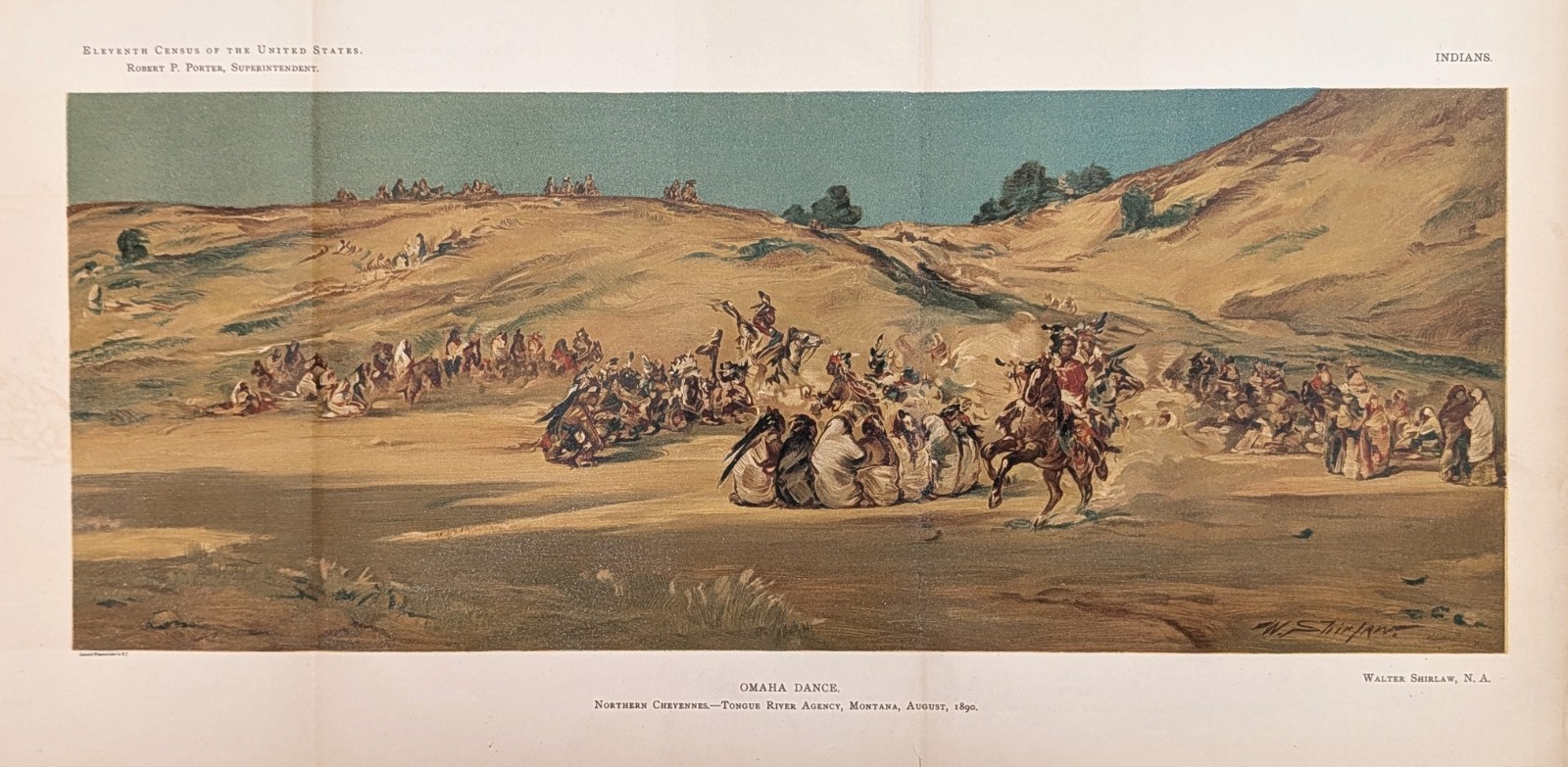 1890 MONTANA - CHEYENNE INDIANS - TONGUE RIVER AGENCY - PANORAMIC LITHOGRAPH
