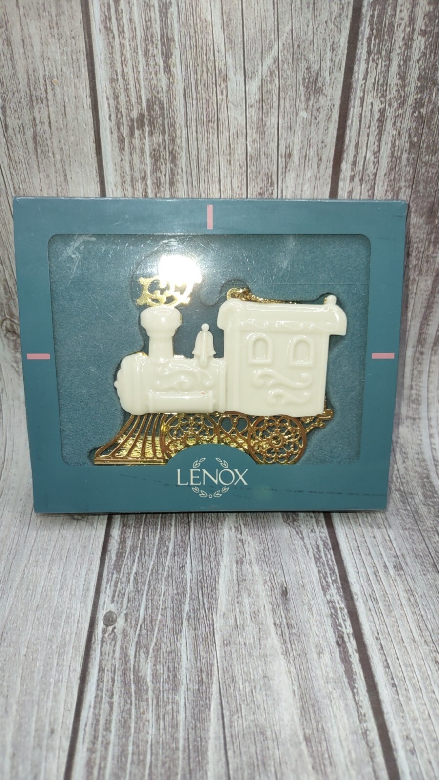 Lenox 1994 Bone China and Gold Train Engine Christmas Ornament