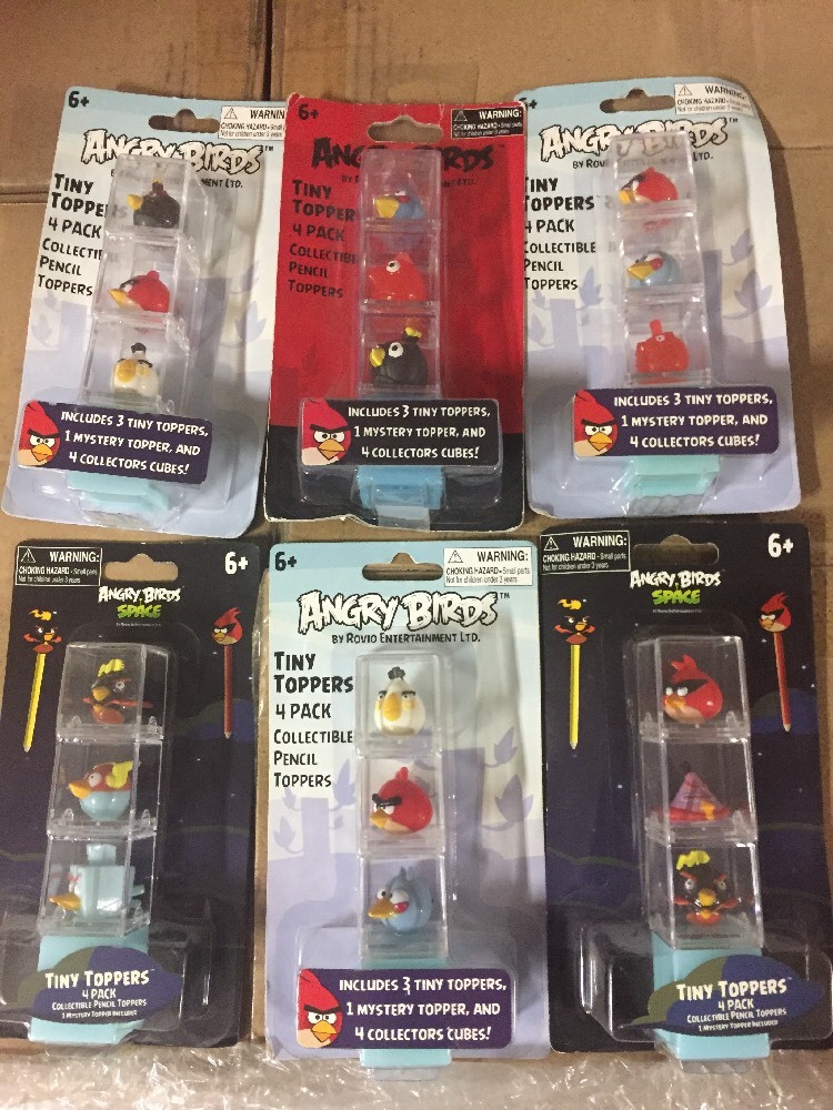 Angry Birds Tiny Toppers, LOT Of 6 Sets To Build Your Own Course To Break Down.