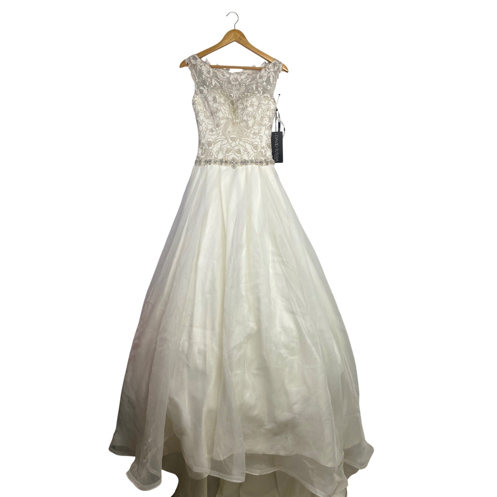 David Tutera Wedding Dress Ivory Lace Beaded Ball Gown Size 0