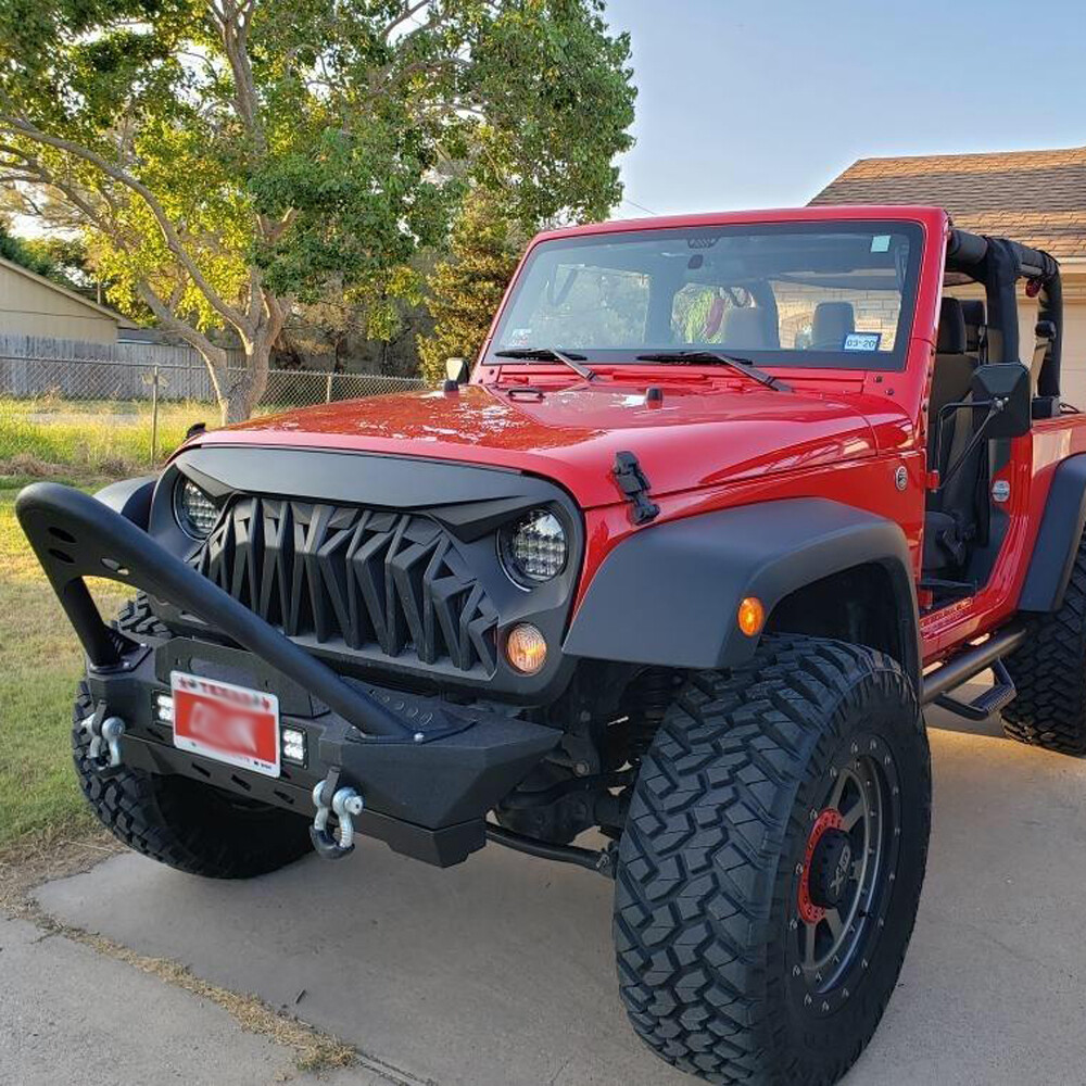 Black Steel Front Bumper Stinger Bar Style Fit for Jeep wrangler JK 2007-2018