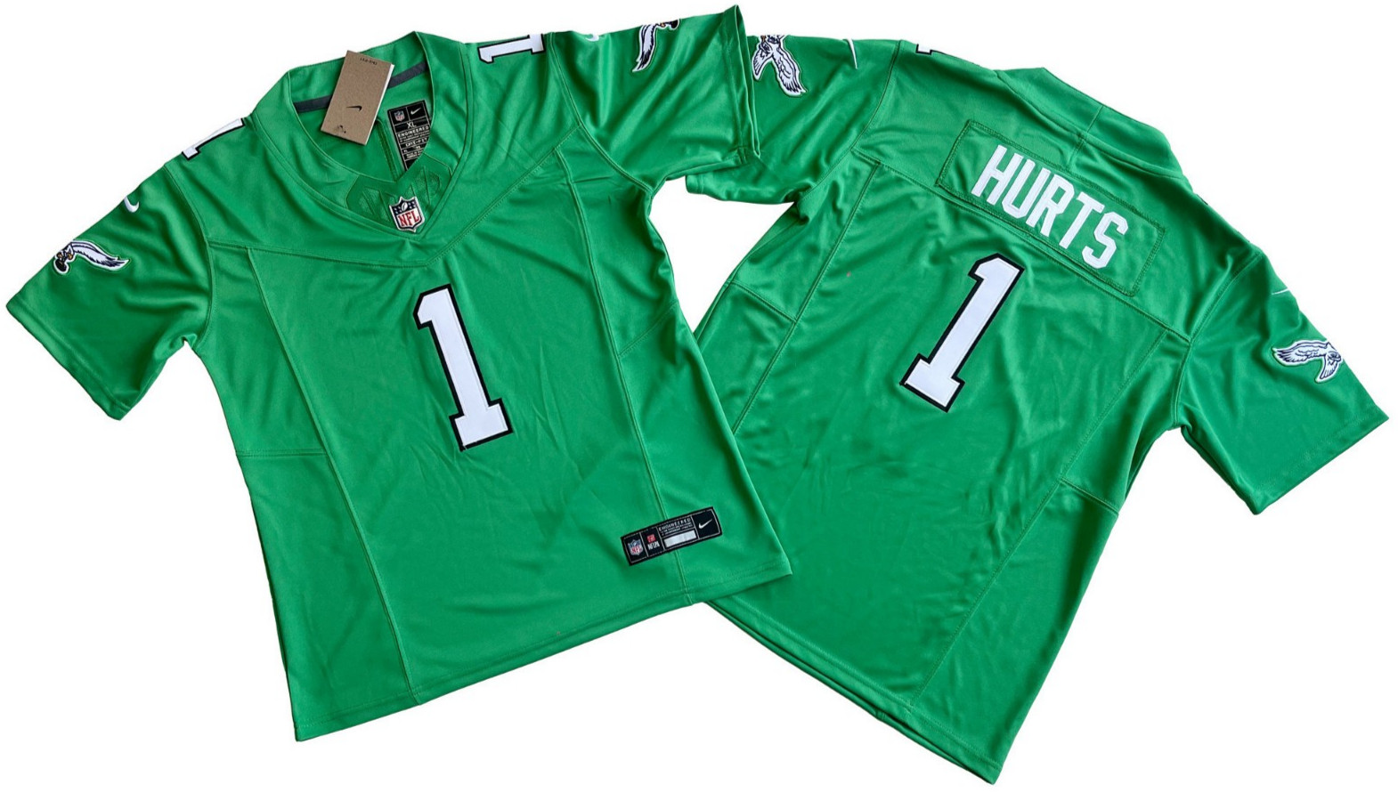 ​​Tariffs​ Free YOUTH'S Eagles #1 Jalen Hurts FUSE Throwback Kelly Green Jersey