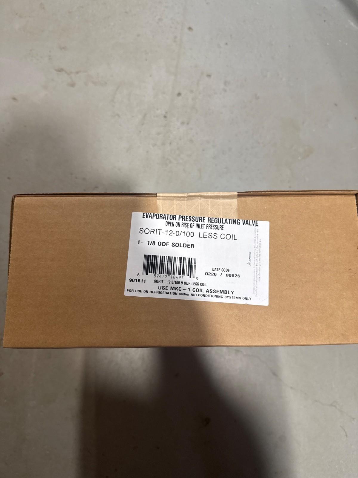 SPORLAN SORIT-12-0/100 Less Coil 1-1/8 ODF Evaporator Pressure Regulator Valve