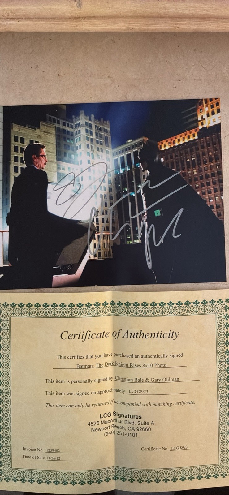 Christian Bale Gary Oldman Signed Batman 8x10 Photo with certificate Christian Bale Gary Oldman Signed Batman 8x10 Photo with certificate