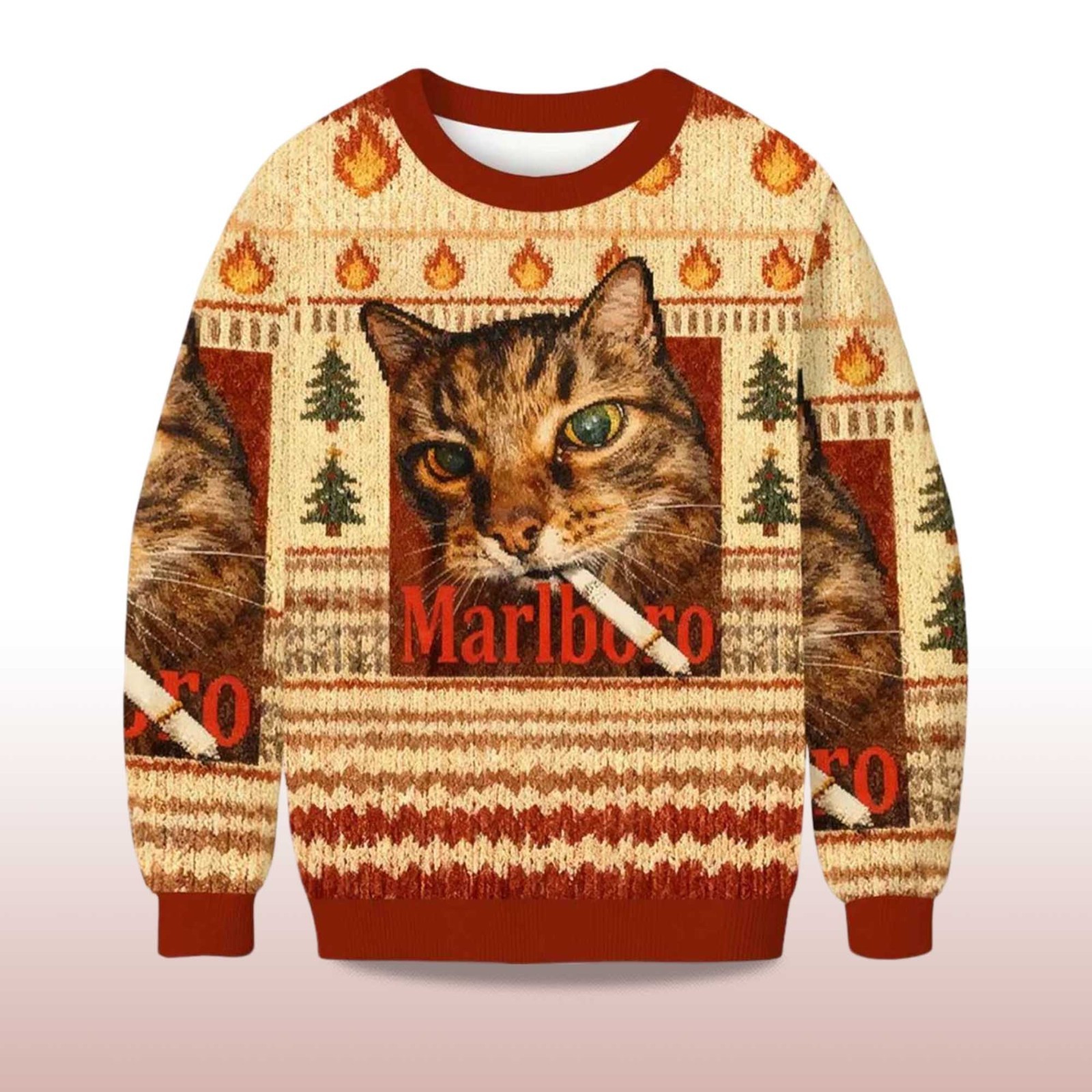 Smoking Cat Meme Funny Christmas S-5XL Ugly Sweater MK487