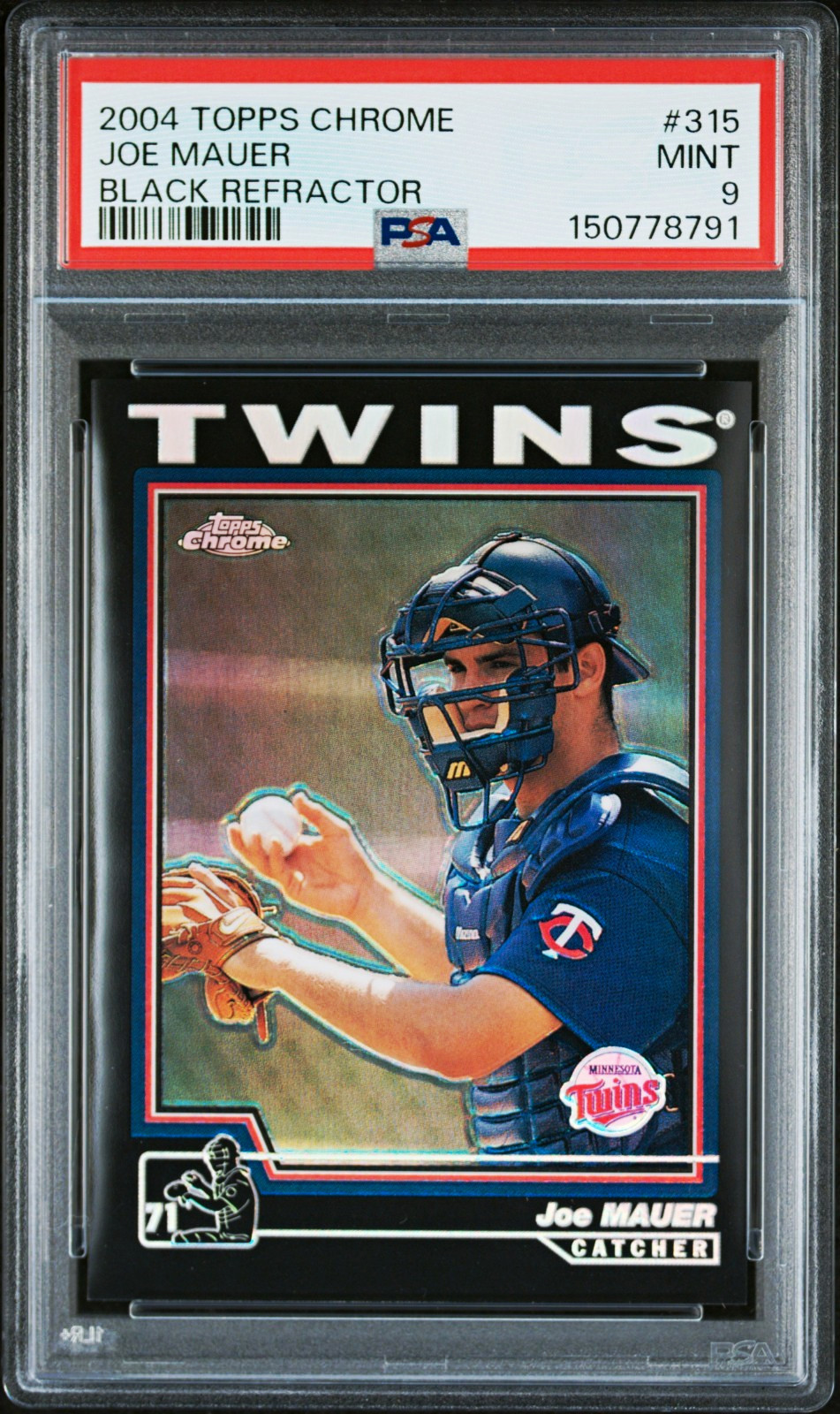 2004 Topps Chrome Joe Mauer #315 Black Refractor PSA 9 Rookie, Rare card 2004 Topps Chrome Joe Mauer #315 Black Refractor PSA 9 Rookie, Rare card