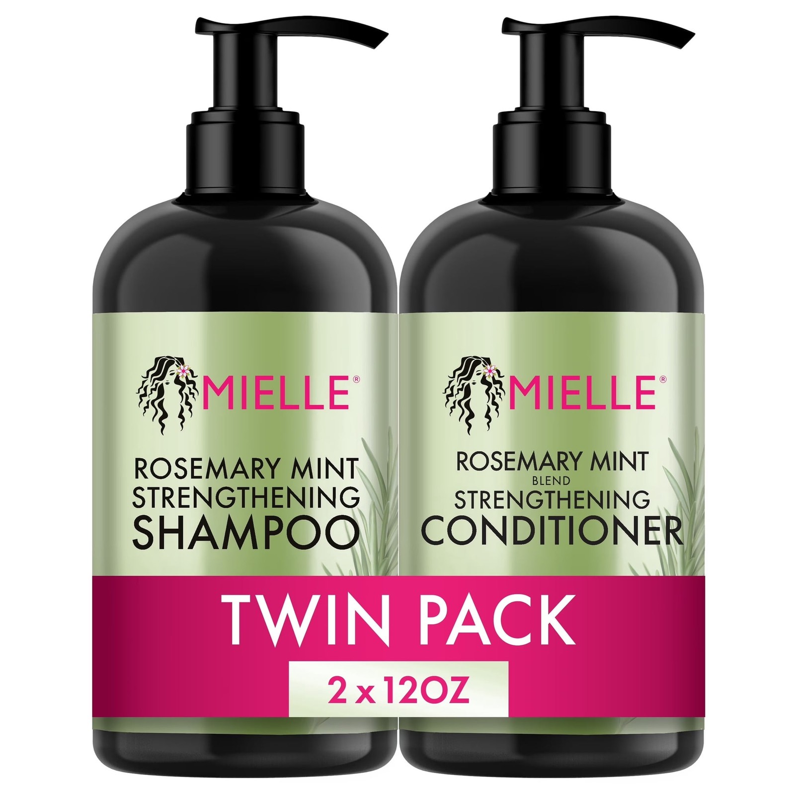 Mielle Organics Rosemary Mint Strengthening Shampoo and Conditioner 12 Ounces Mielle Organics Rosemary Mint Strengthening Shampoo and Conditioner 12 Ounces