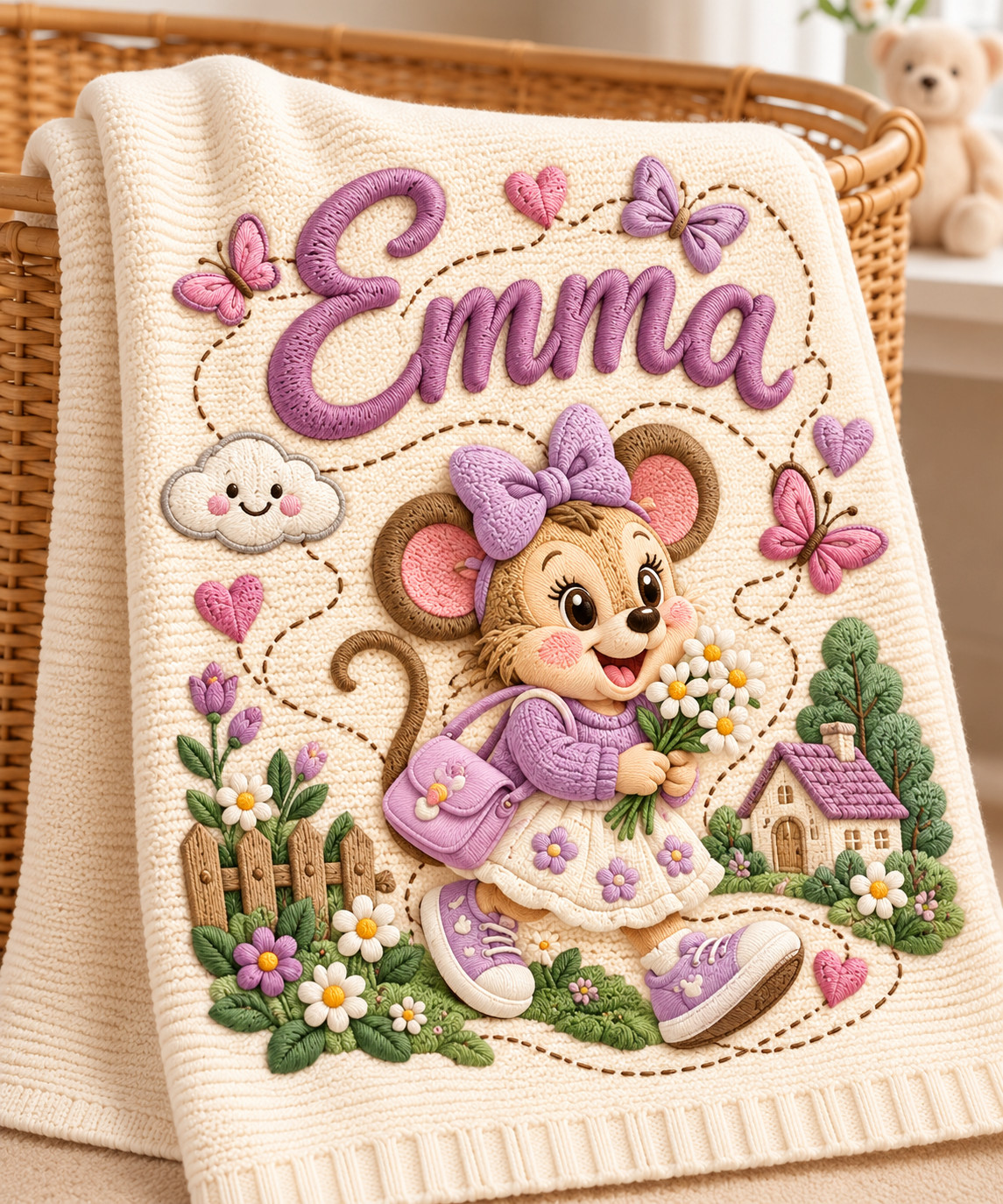 Disney Personalized Baby Blanket Custom Name Embroidered Mouse Girl Gift