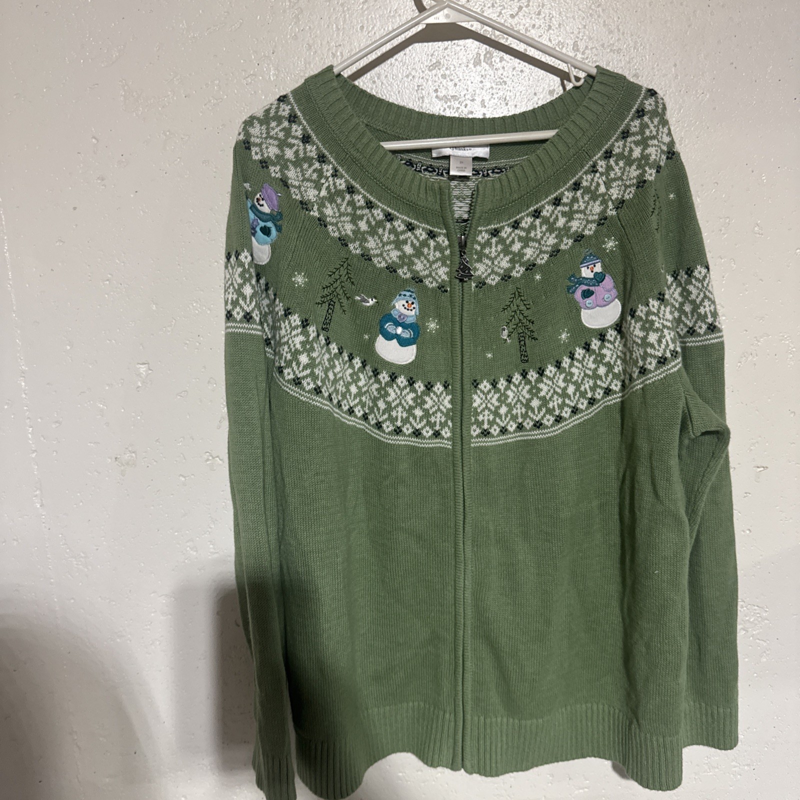 CJ Banks Women’s Olive Green Christmas Sweater Full Zip 2XL CJ Banks Women’s Olive Green Christmas Sweater Full Zip 2XL