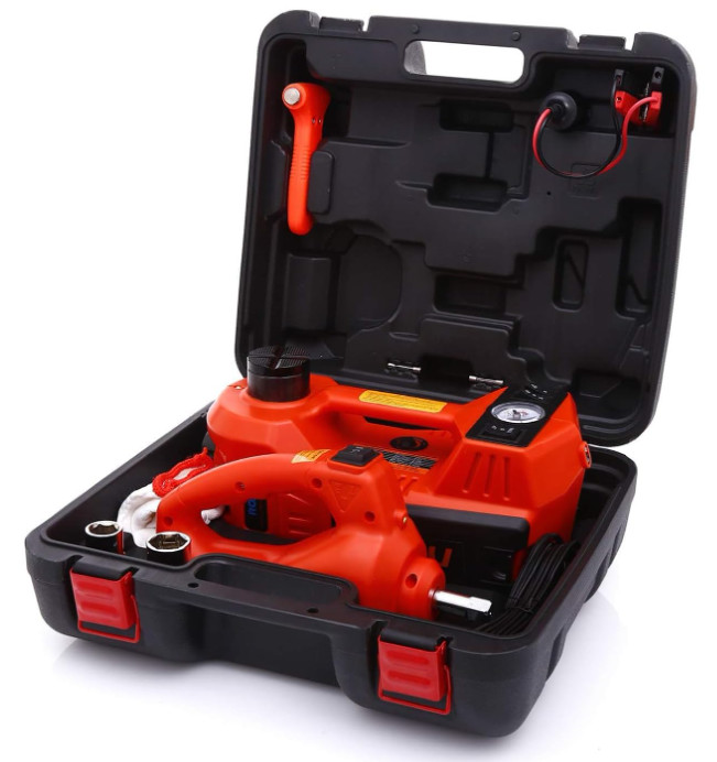 Kit Gato Hidráulico Eléctrico 5T 12V con Compresor LED y Llave Impacto