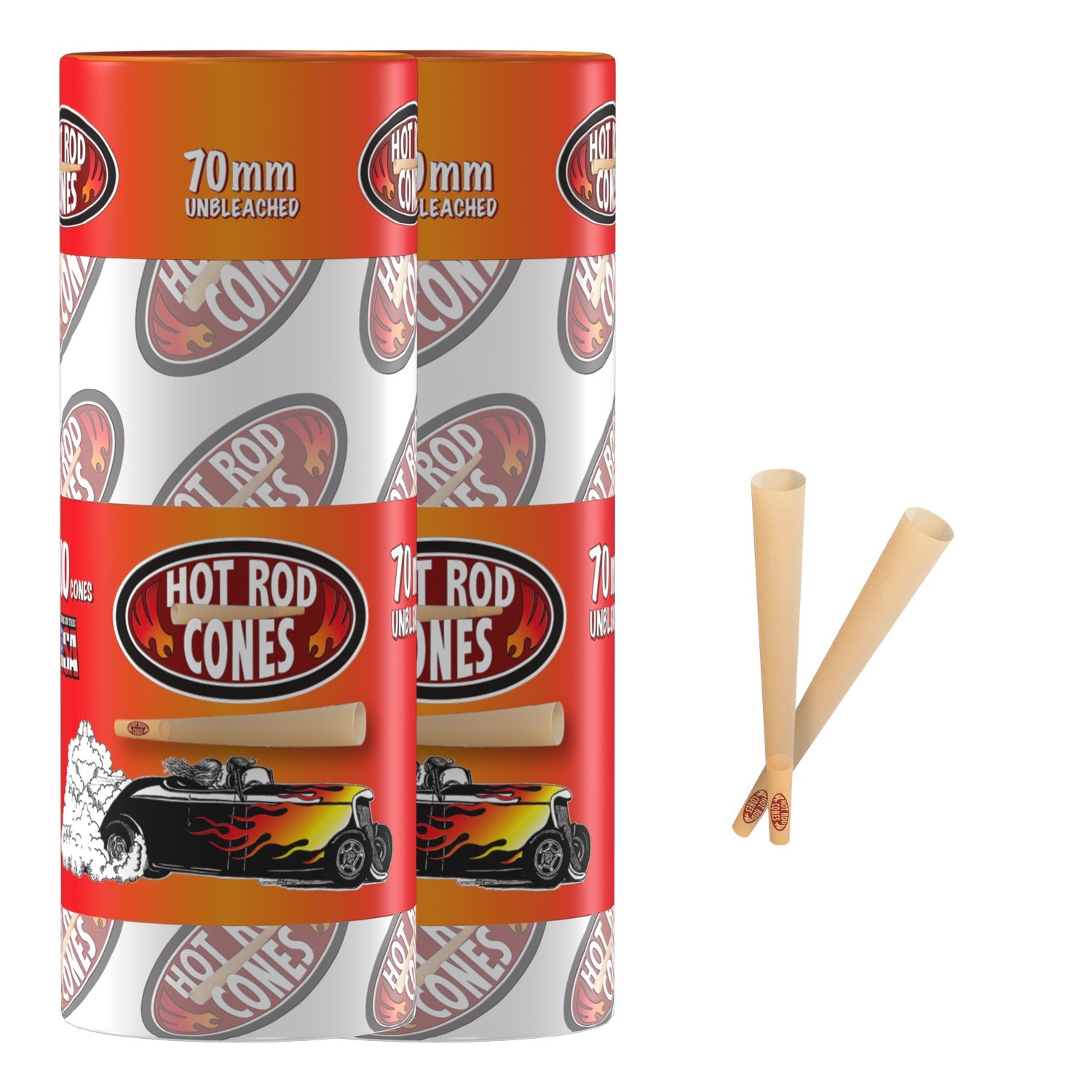 Hotrod Unbleached Pre Rolled Cones Classic Rolling Paper W Tips 70 mm 100x2 Pack