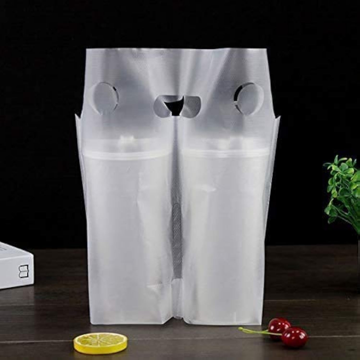 yakicag Clear Handle Drink Drinking Poly 26*30 100Pack, 100Pack (26*30)