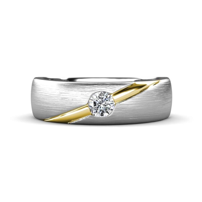 Round Lab Grown Diamond Men Wedding Band (5.0 mm) in 14K Gold JP: 327128