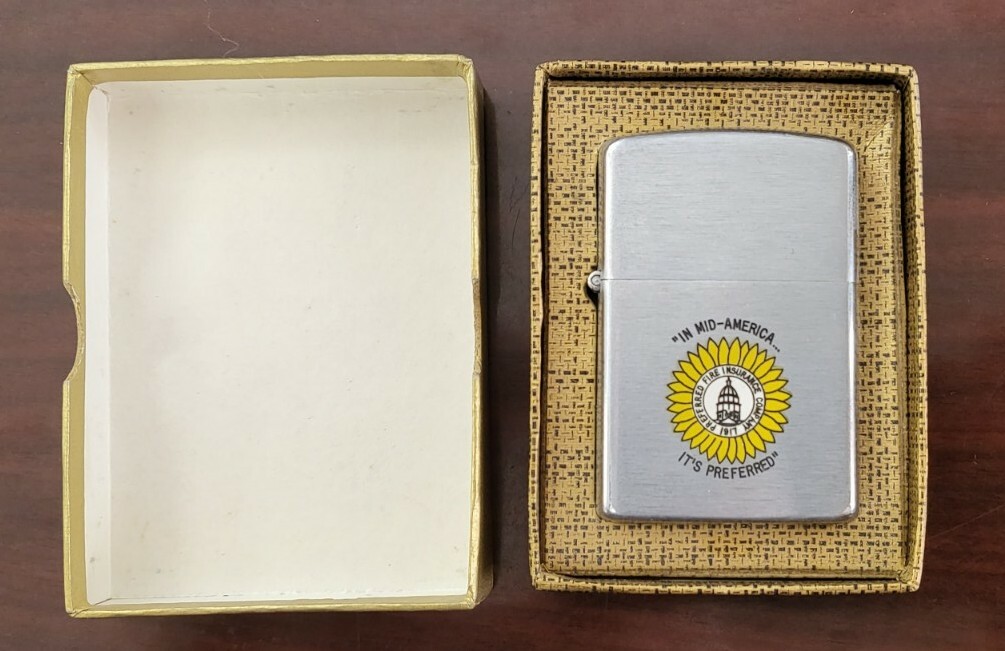 Vintage Idealine Flip Top Cigarette Lighter W Preferred Fire Insurance MIB