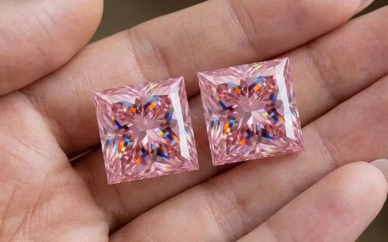 AAA 3 CT Pair Fancy pink princess Cut VVS1 Diamond Premium Quality 6mm gemstone