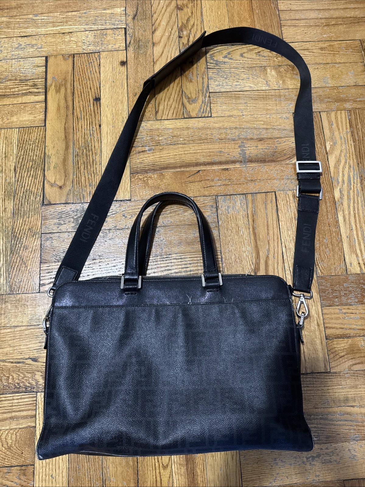 Fendi Messenger Bag Medium Black Leather/Nylon