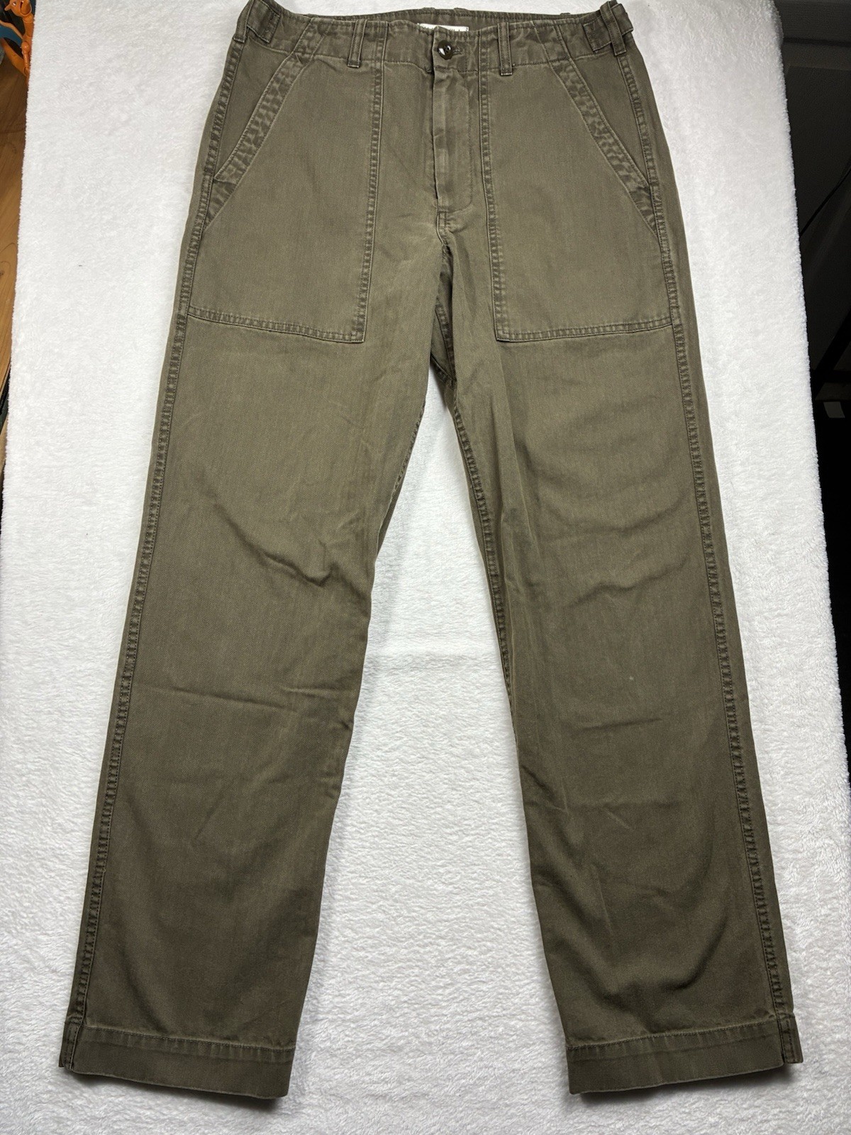 Alex Mill Pants Mens 31 Green Military Herringbone Field Trousers Cotton