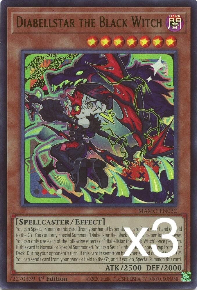 3X Yugioh Diabellstar the Black Witch MAMO-EN032 Ultra Rare 1st Edition NM