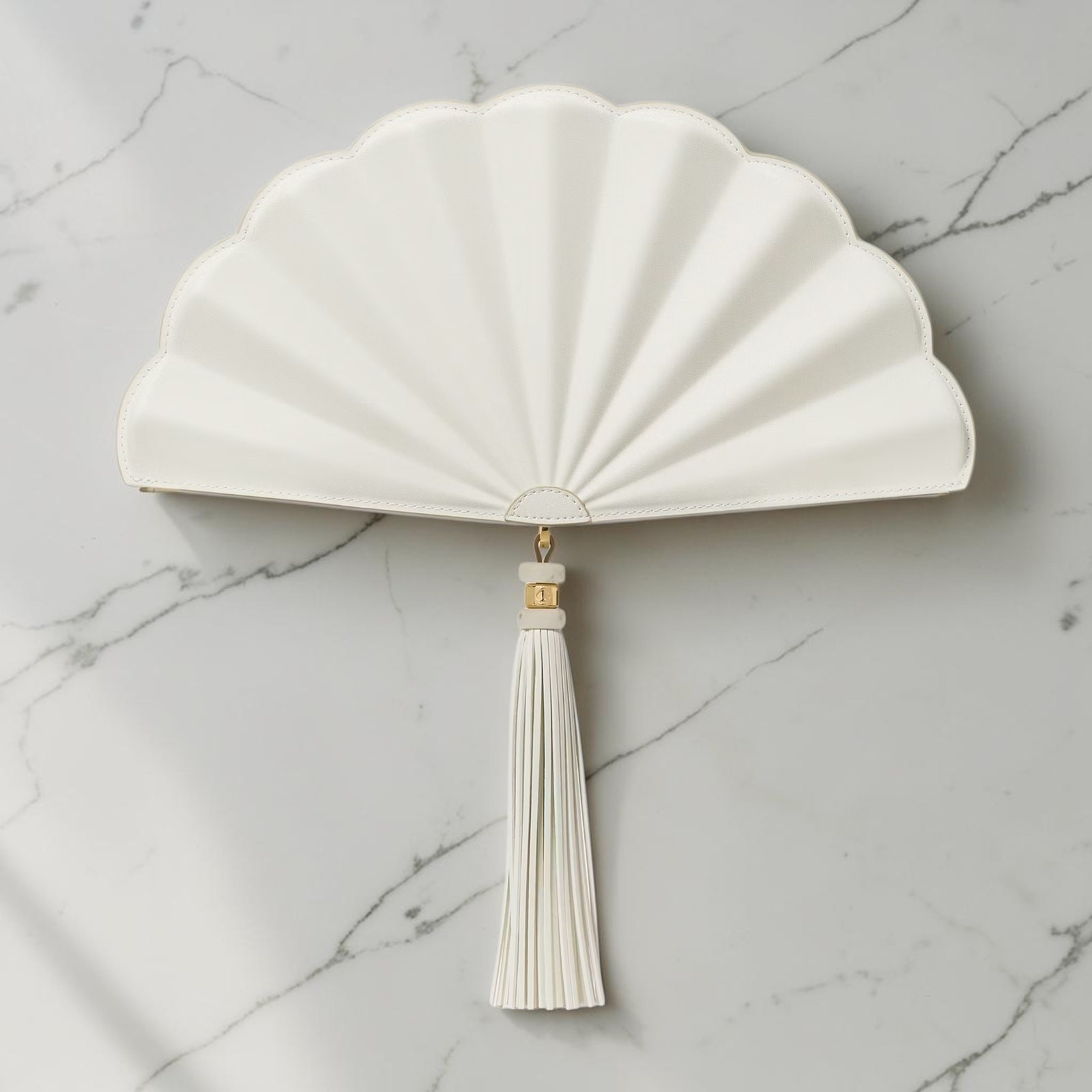 NWT Kate Spade Lotus Fan Clutch Bag Meringue Cream White Novelty Handbag KO531