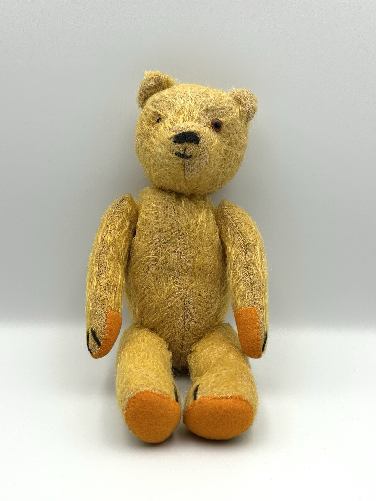 Antique 1930s Golden Mohair Fully Jointed Teddy Bear Missing One Eye TLC Antique 1930s Golden Mohair Fully Jointed Teddy Bear Missing One Eye TLC