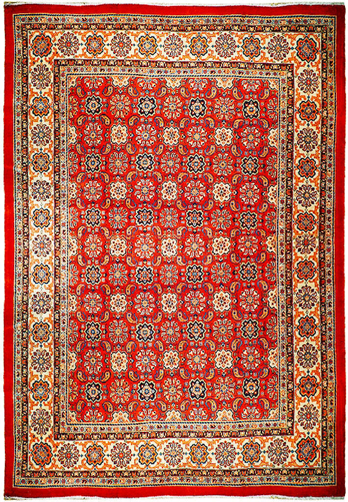 10x13 Red Orange Traditional Design Semi Antique Kashhan Rug 74670