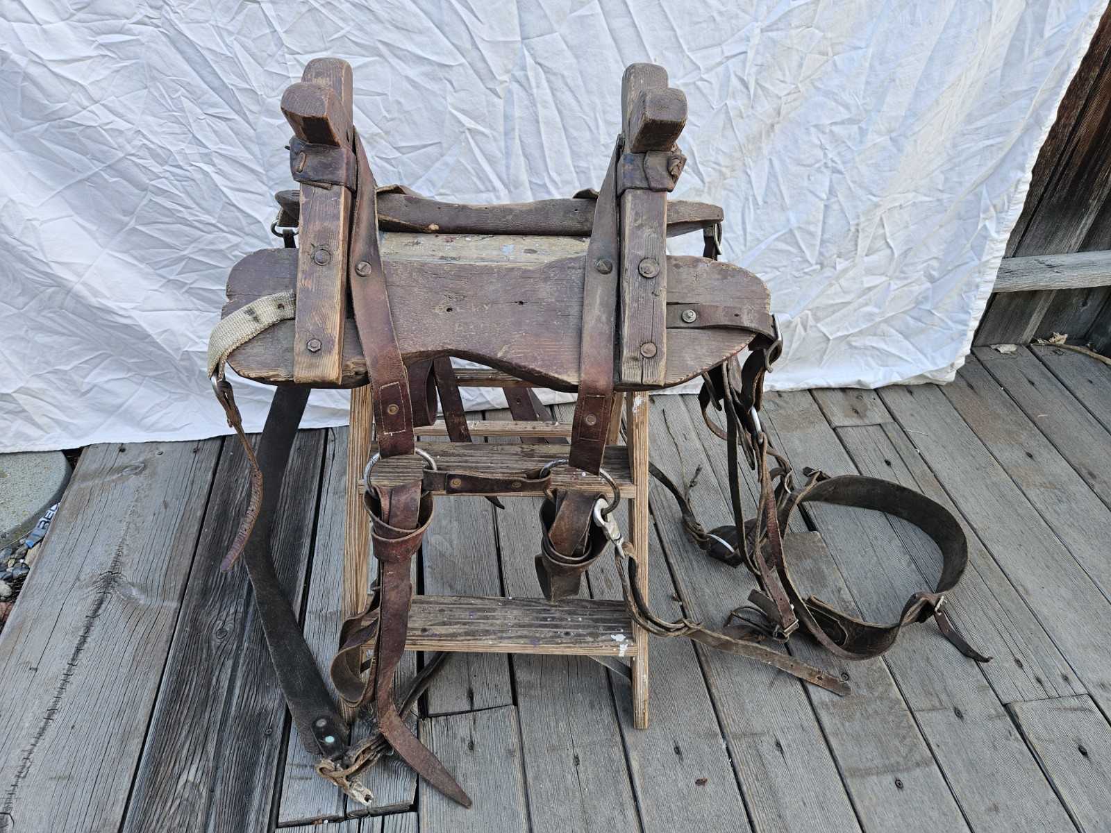 Vintage Wood Sawbuck Pack Horse Mule Hunting Backcountry Saddle W/Rigging Vintage Wood Sawbuck Pack Horse Mule Hunting Backcountry Saddle W/Rigging