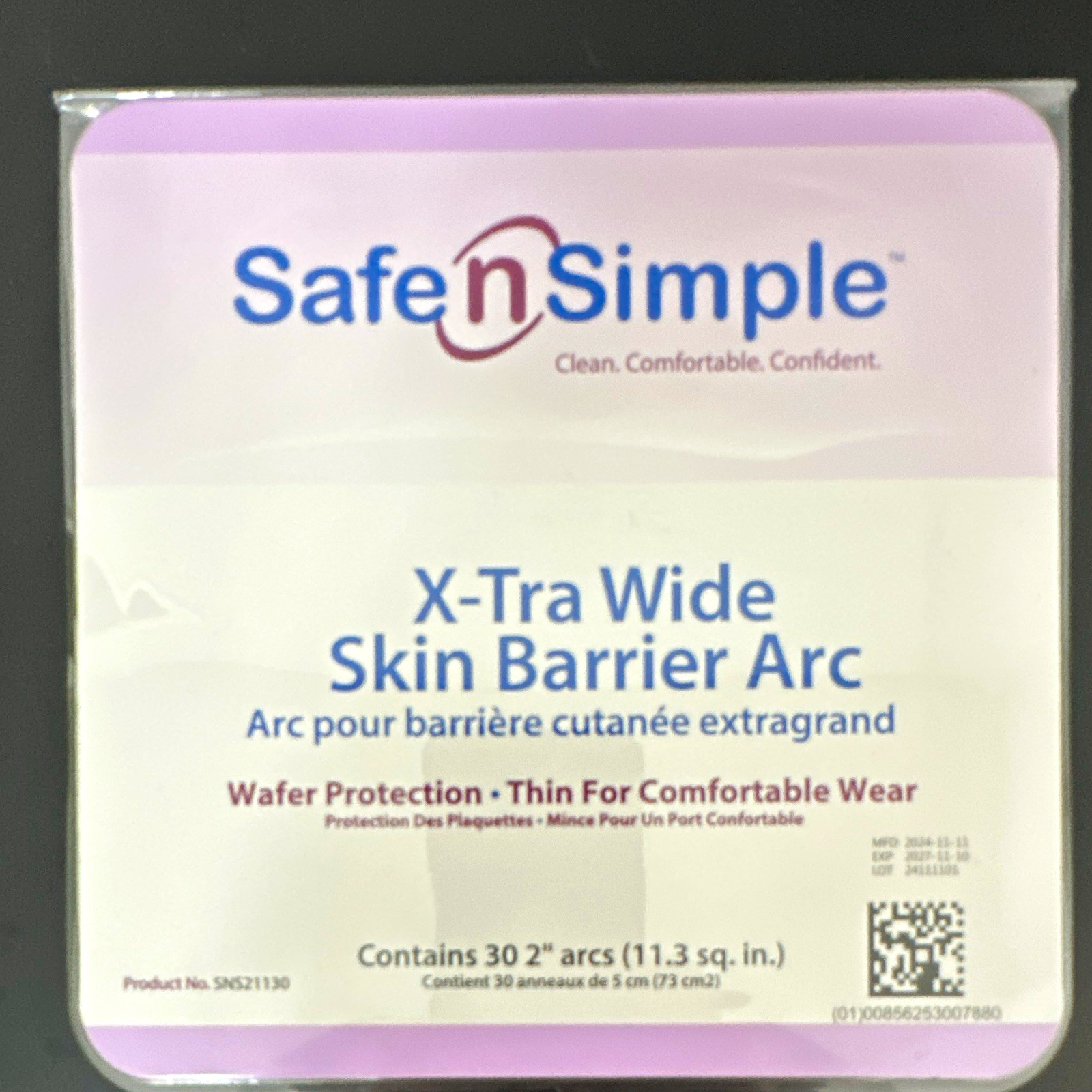 Safe n Simple X-Tra Wide Skin Barrier Arc Pre-Cut Flat Wafer SNS21130