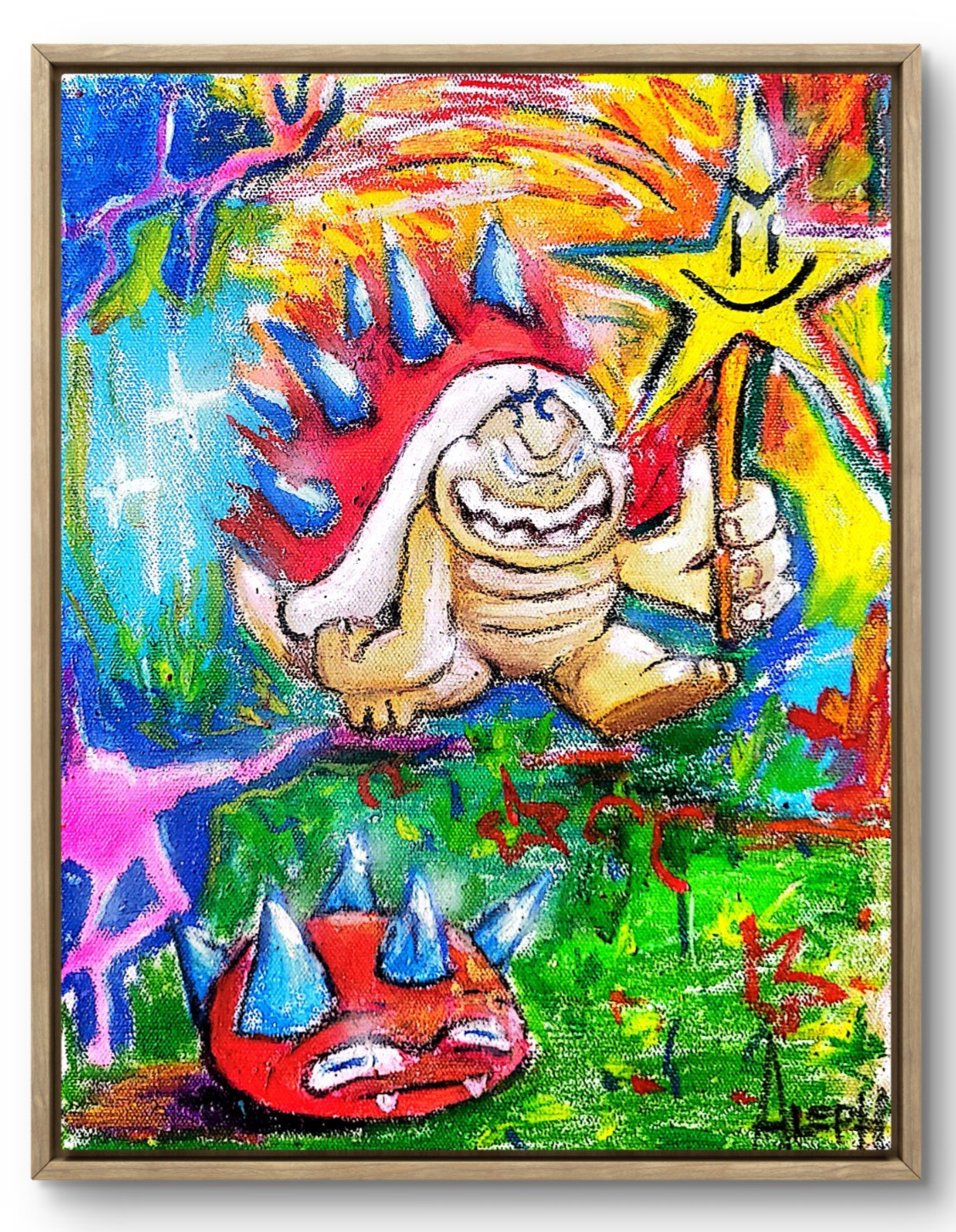 Aleph Original Just Keep Going 14x11 Acrylic Painting Hand Painted Wall Art 