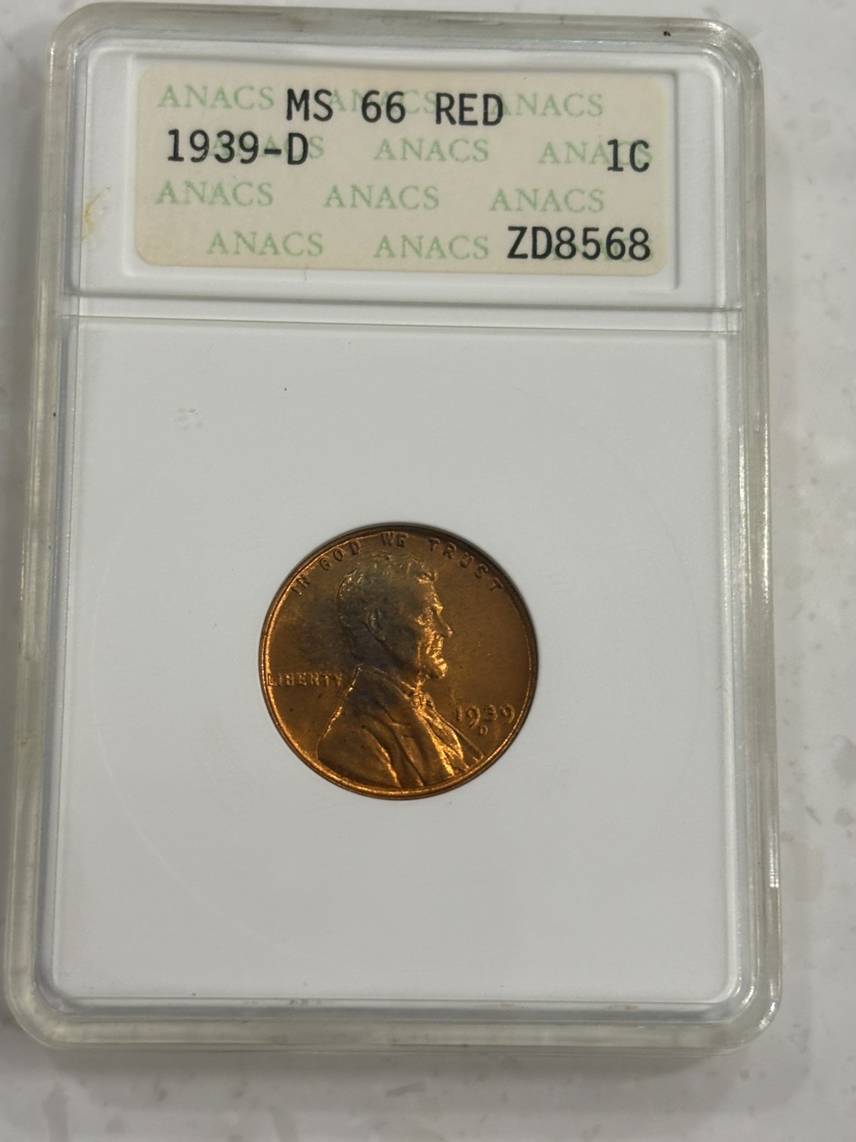1939 D Lincoln Cent MS 66 Red High Grade For Date “Eye Appealing” Nice Strike