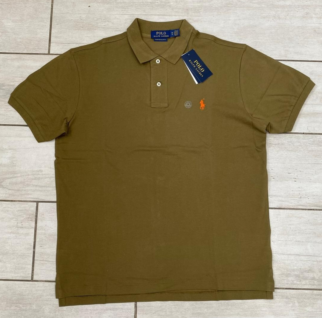 NWT Polo Ralph Lauren Men’s Custom Slim Fit Mesh Polo Shirt -Olive,White   S-2XL