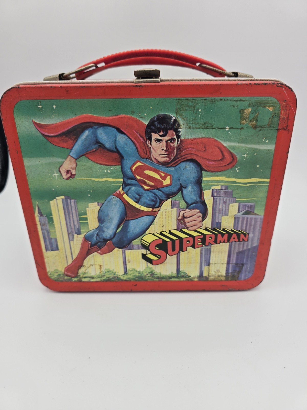 Vintage 1978 Superman Metal Lunchbox with Thermos Complete Aladdin Set DC Comics