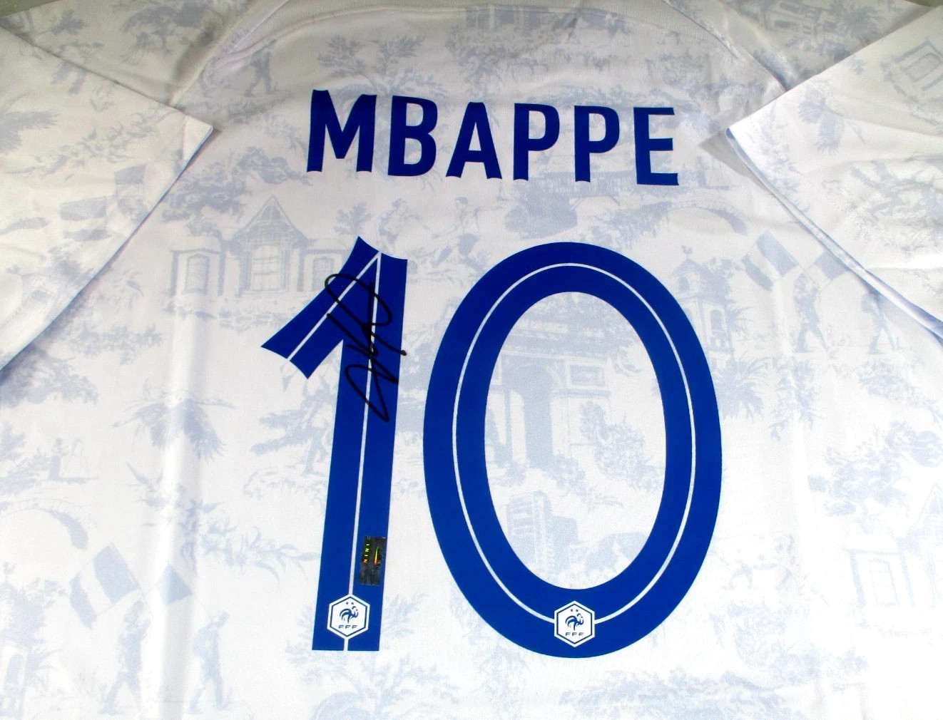 Kylian Mbappe / Autographed Team France 2022 White Away Soccer Jersey / Panini