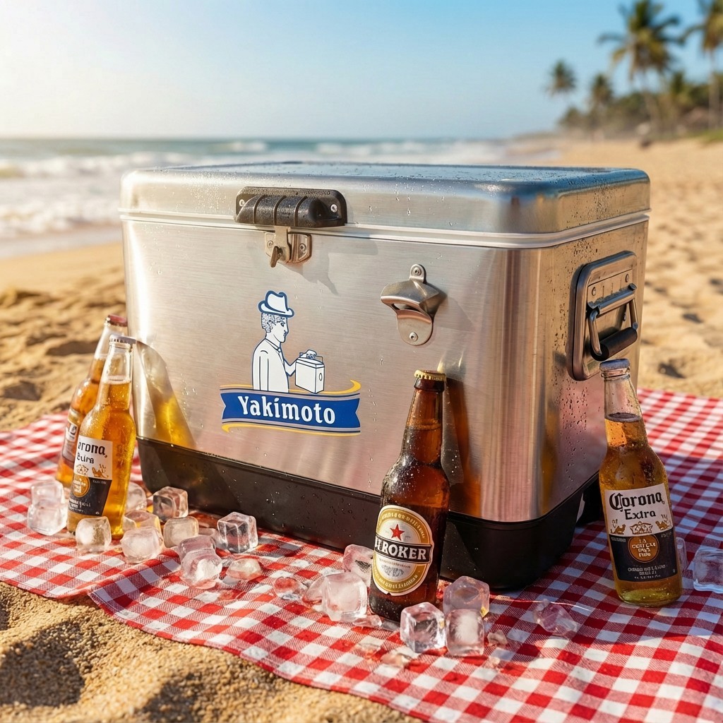 Yakimoto 54QT Retro Stainless Steel Cooler Vintage Style Outdoor Ice Chest Gift