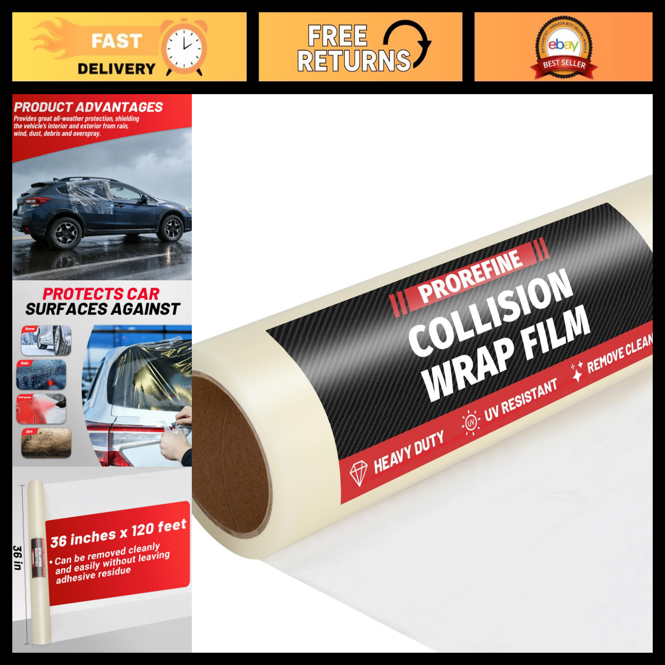 Clear Self-Adhesive Crash Wrap Film 36