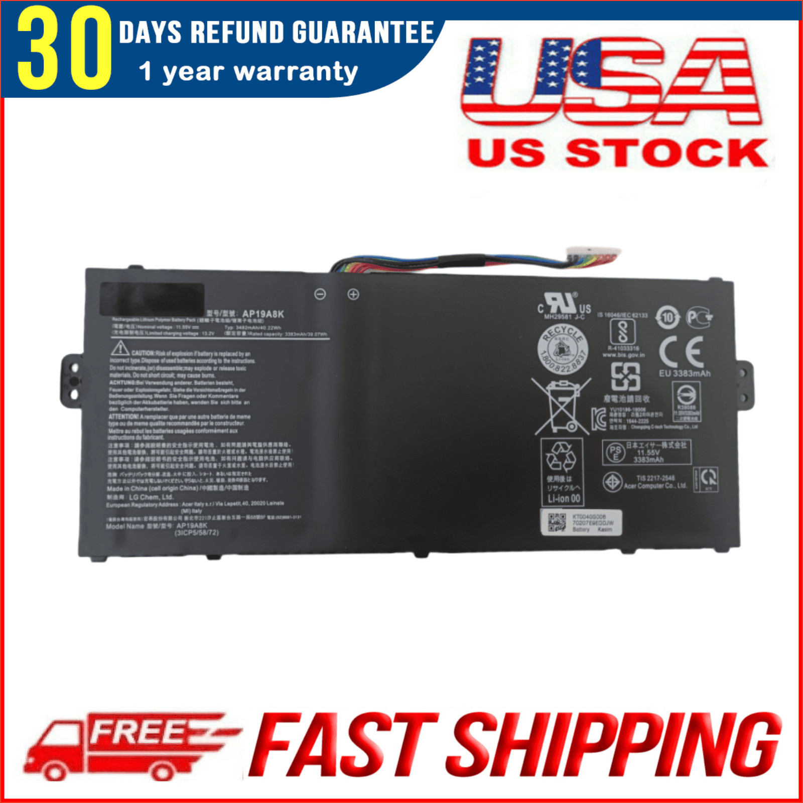 AP19A8K New Genuine Battery for Acer Chromebook Spin 311 11 CP311-1HN CP311-3H