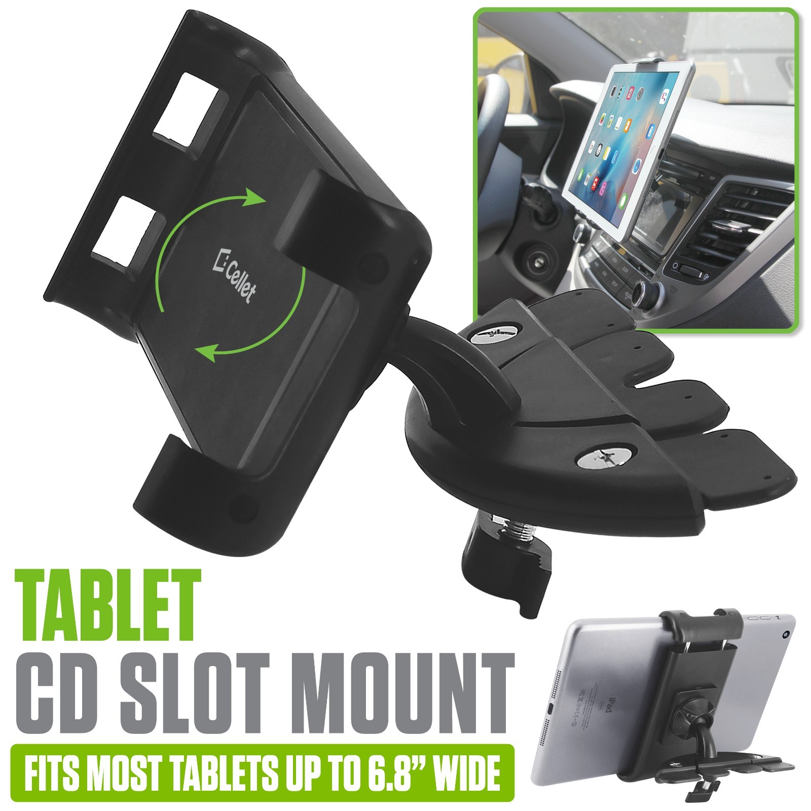 Cellet Tablet CD Slot Car Mount Holder 360° Rotation Fits iPad Samsung Kindle Cellet Tablet CD Slot Car Mount Holder 360° Rotation Fits iPad Samsung Kindle