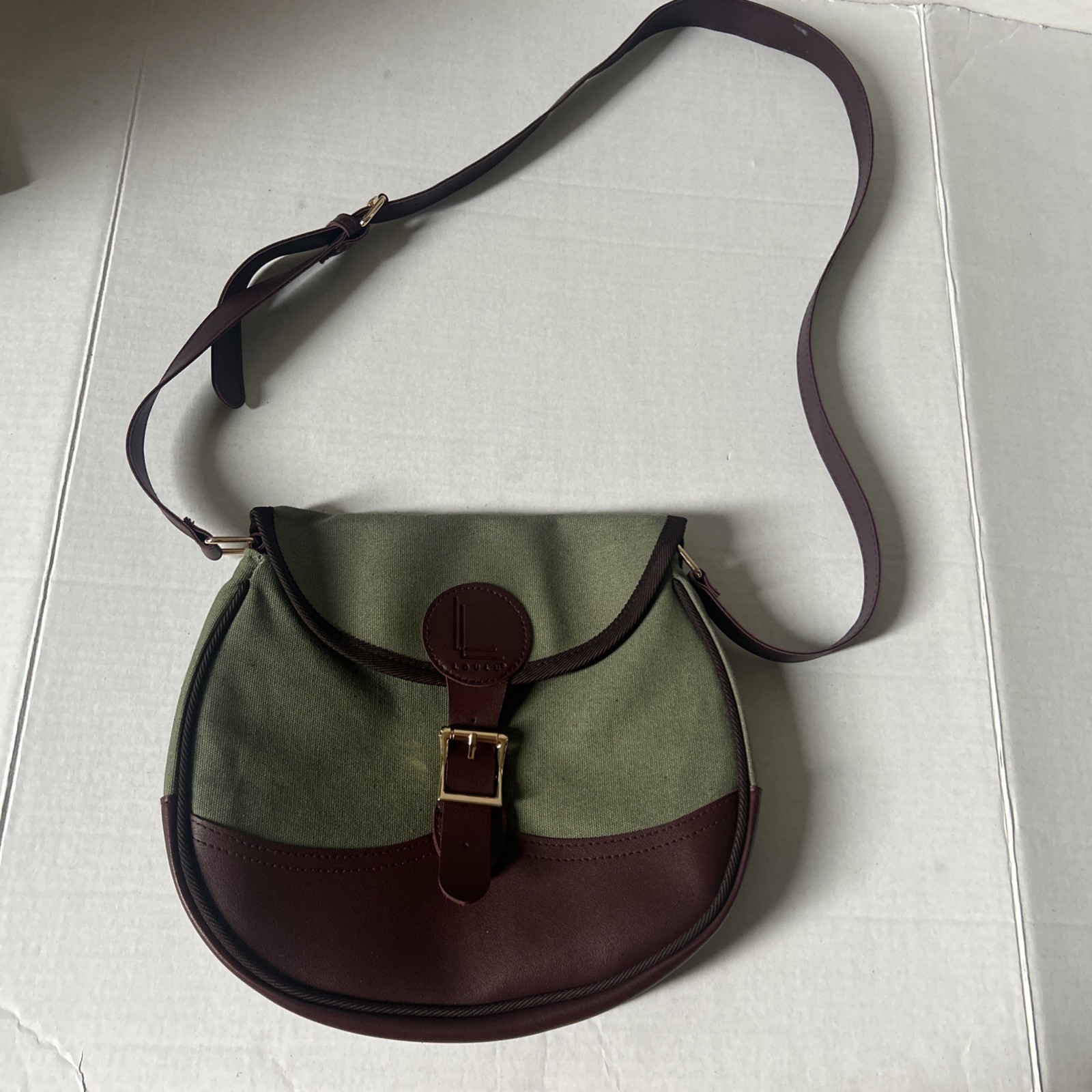 Loulu Olive Green & Burgundy Purse With Strap