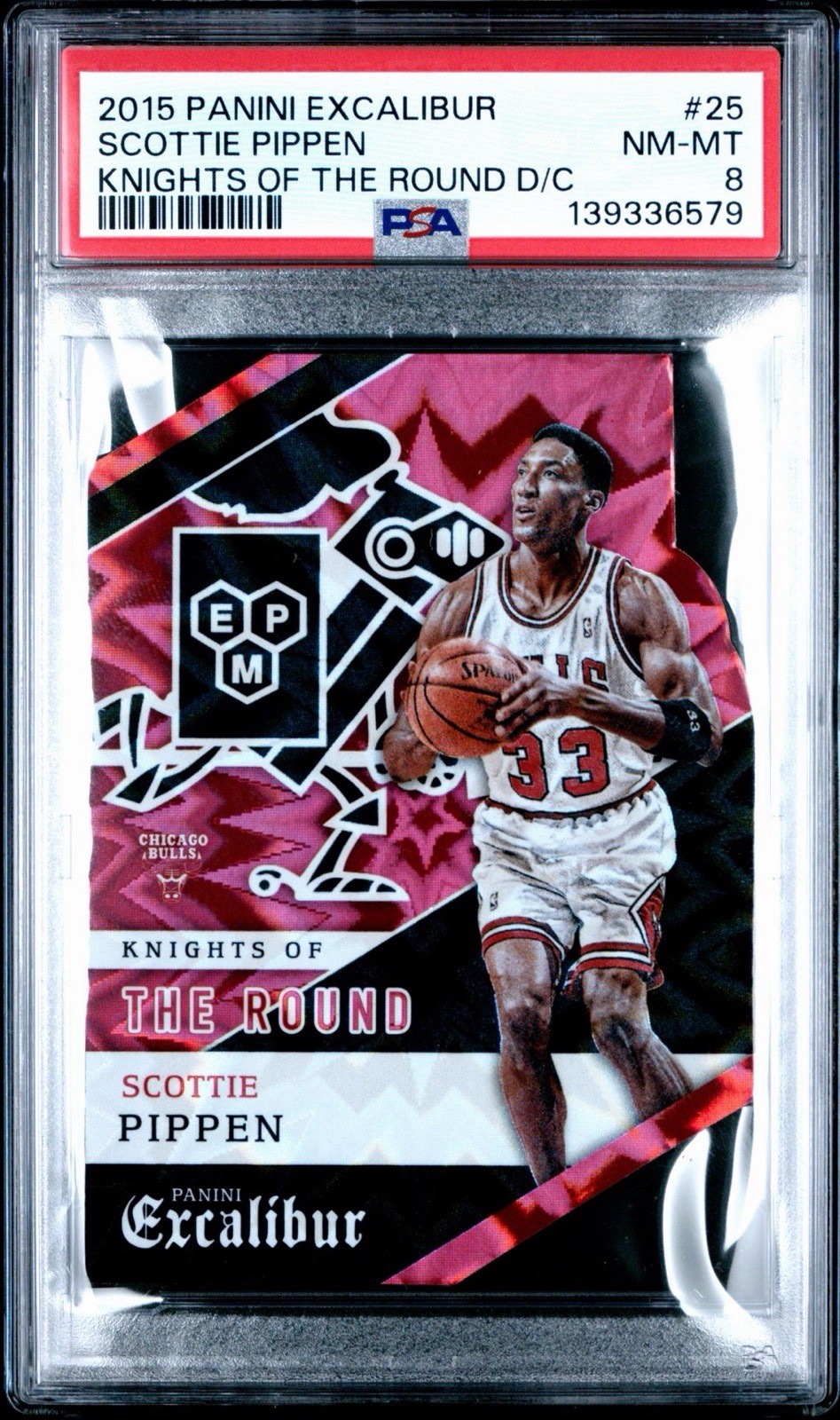 2015-16 PANINI EXCALIBUR KNIGHTS OF THE ROUND Scottie Pippen #25 SSP PSA 8
