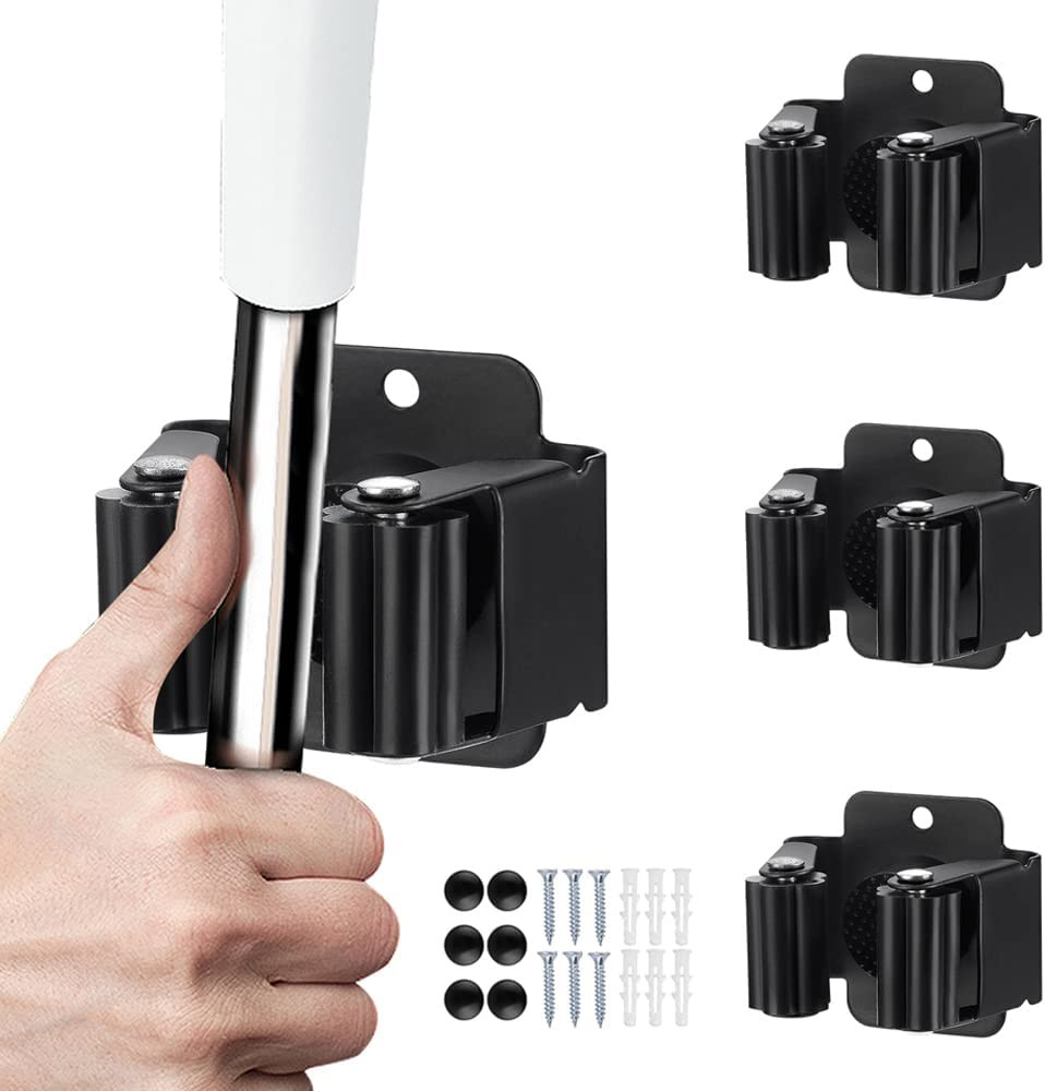 3Pcs Broom Holder Gripper Mop Racks Clip Hanger Wall Mount Self Adhesive Hook